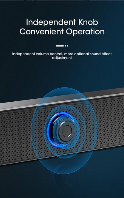 PC Soundbar - Wired & Wireless Bluetooth Speaker, USB Powered, 3D Stereo Sound